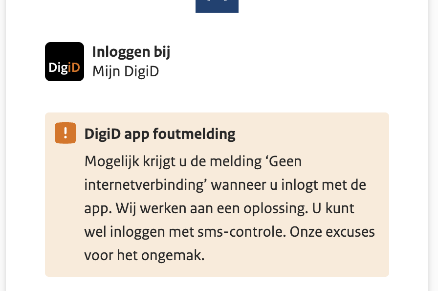 Foutmelding Digid