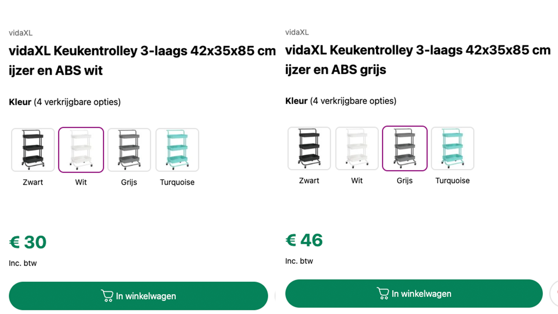 Prijsverschil Keukentrolley