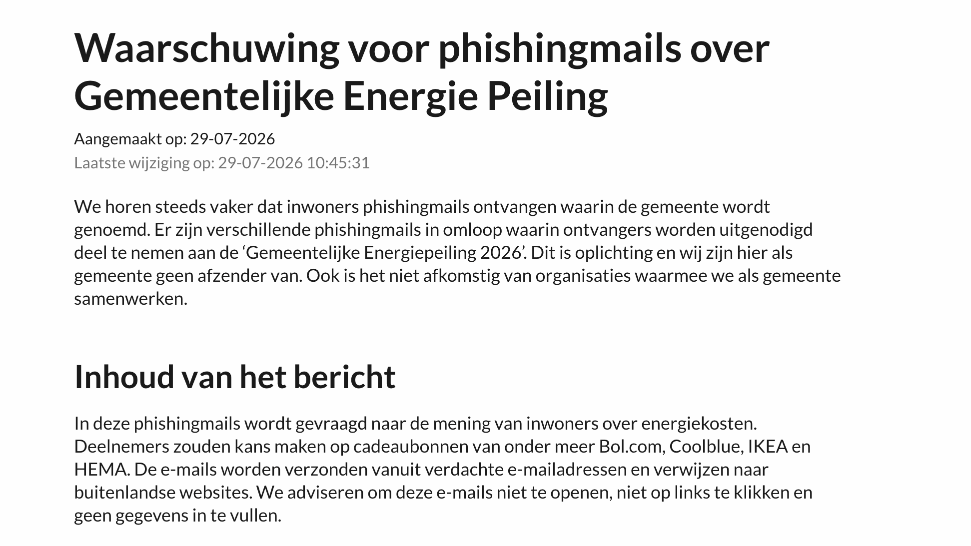 Waarschuwing Phishing   Uitzending Foto